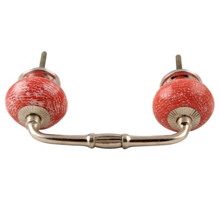 Red Ceramic Floral Bridge Handle